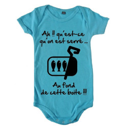 Body bébé 3ème mi temps humour "Sardines" Bleu/Noir
