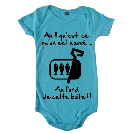 Body bébé 3ème mi temps humour "Sardines" Bleu/Noir