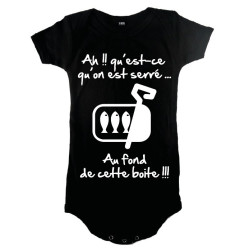 Body bébé 3ème mi temps humour "Sardines" Noir/Blanc