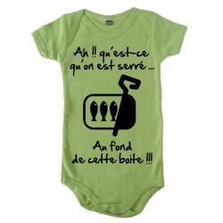 Body bébé 3ème mi temps humour "Sardines" Anis/Noir