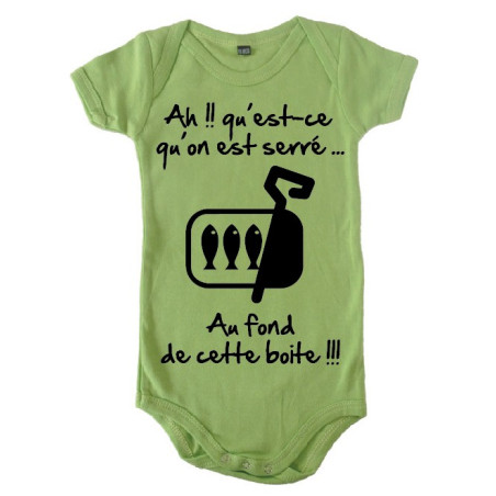 Body bébé 3ème mi temps humour "Sardines" Anis/Noir