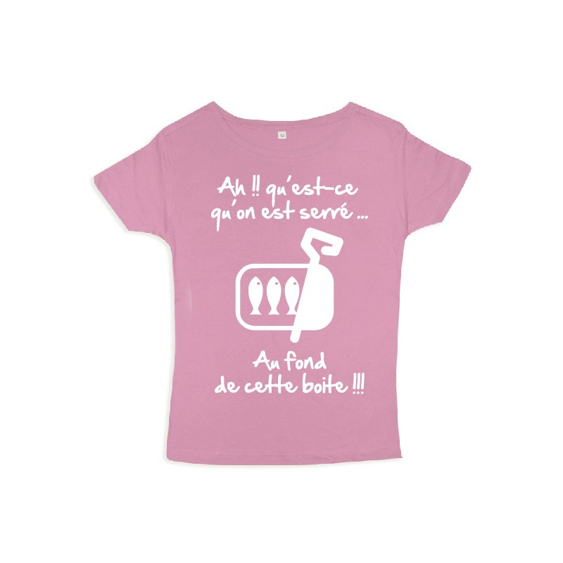 Tee shirt femme 3ème mi-temps "Sardines" Rose/Blanc
