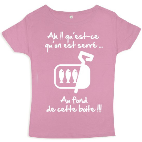 Tee shirt femme 3ème mi-temps "Sardines" Rose/Blanc