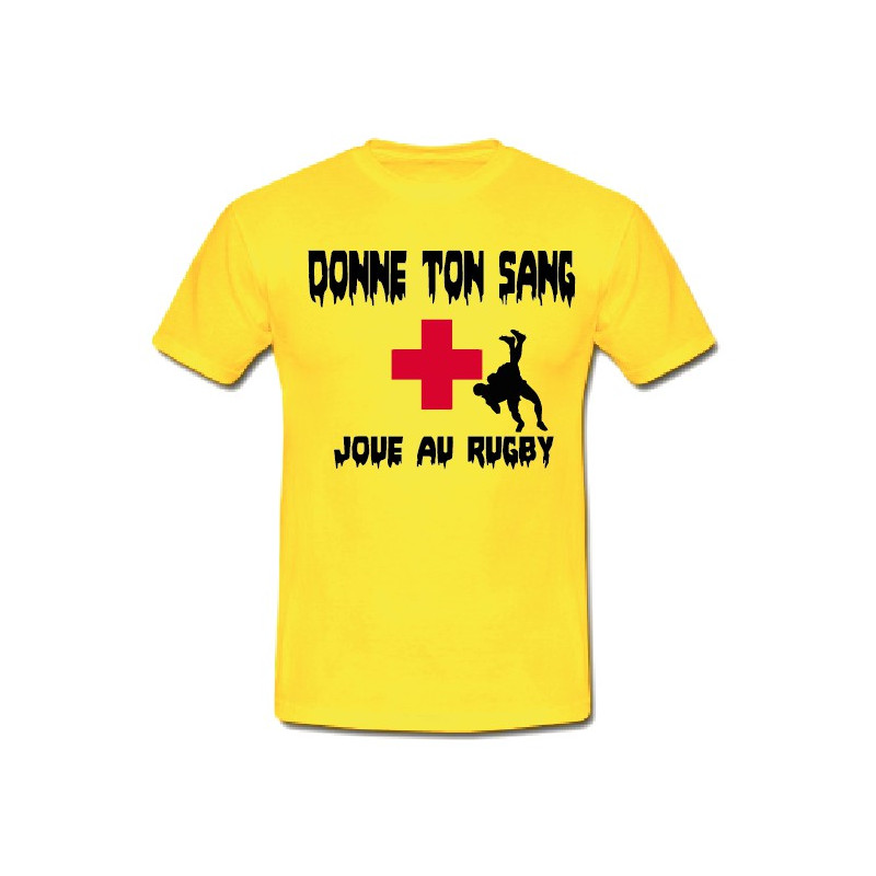 Tee shirt "Donne ton sang Joue au Rugby" Jaune