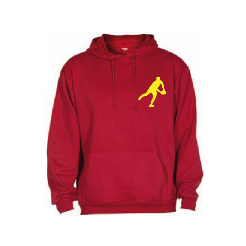 Sweat Capuche Rugby Essentiels Rouge