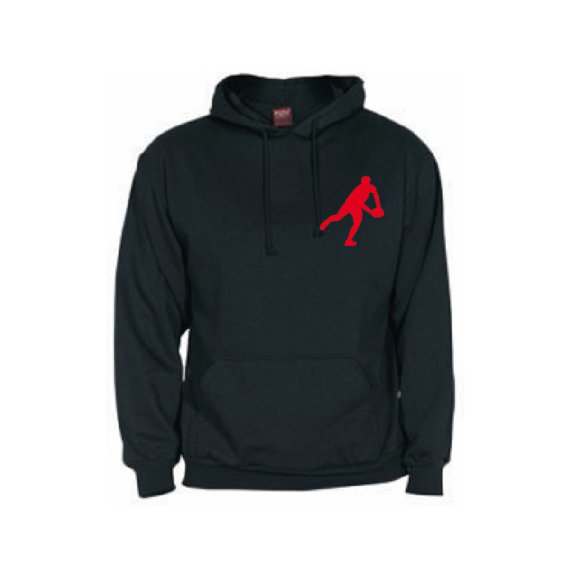 Sweat Capuche Rugby Essentiels Noir