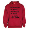 Sweat Capuche "Papa 100 % Rugby" Rouge