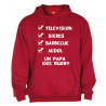 Sweat Capuche "Papa 100 % Rugby" Rouge
