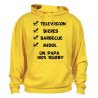 Sweat Capuche "Papa 100 % Rugby" Jaune