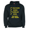 Sweat Capuche "Papa 100 % Rugby" Noir