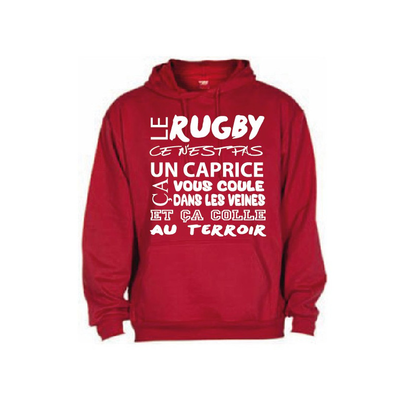 Sweat Capuche Rugby Terroir Rouge