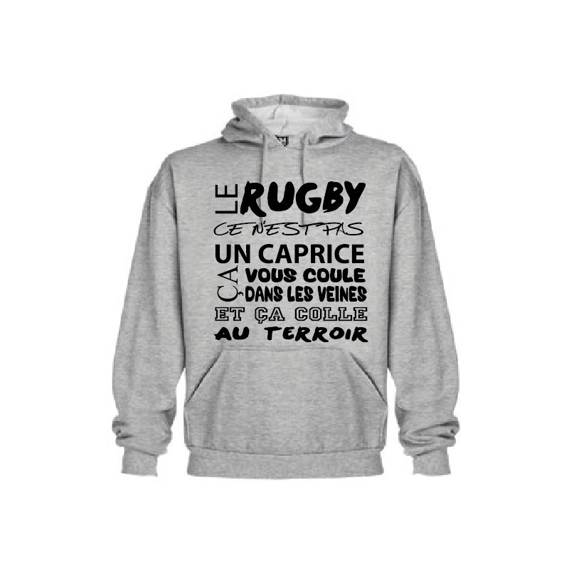 Sweat Capuche Rugby Terroir Gris