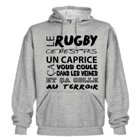 Sweat Capuche Rugby Terroir Gris