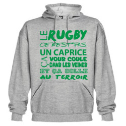 Sweat Capuche Rugby Terroir Gris