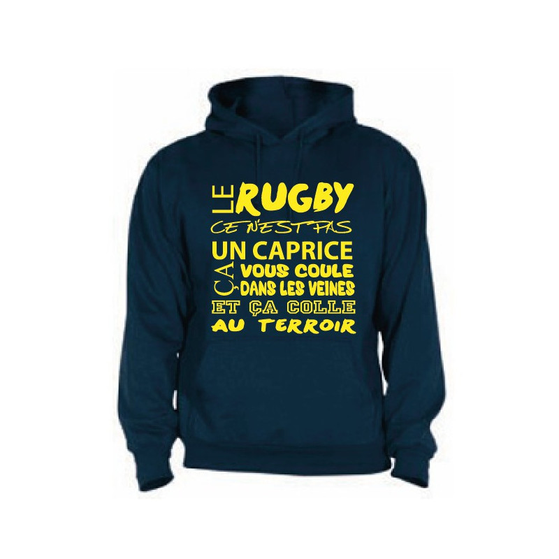 Sweat Capuche Rugby Terroir Bleu marine