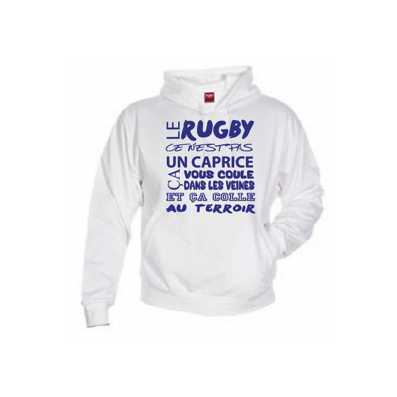 Sweat Capuche Rugby Terroir Blanc