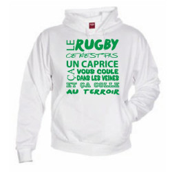 Sweat Capuche Rugby Terroir Blanc
