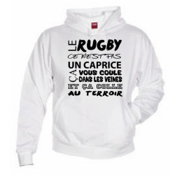 Sweat Capuche Rugby Terroir Blanc