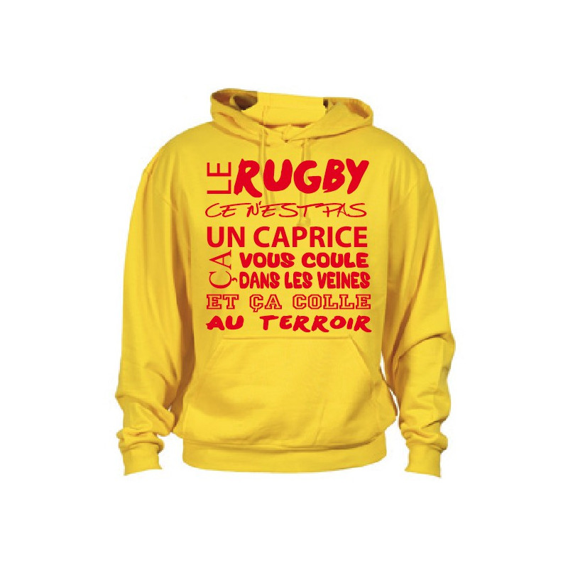 Sweat Capuche Rugby Terroir Jaune