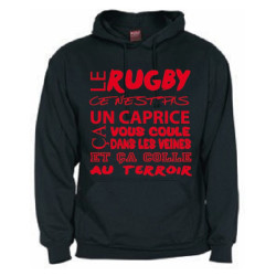 Sweat Capuche Rugby Terroir Noir