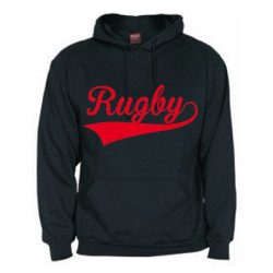 Sweat capuche Rugby Noir