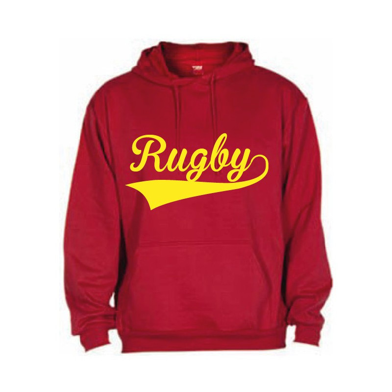 Sweat capuche Rugby Rouge