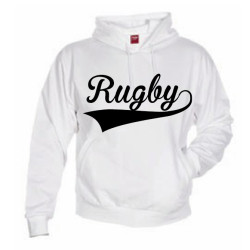 Sweat capuche Rugby Blanc