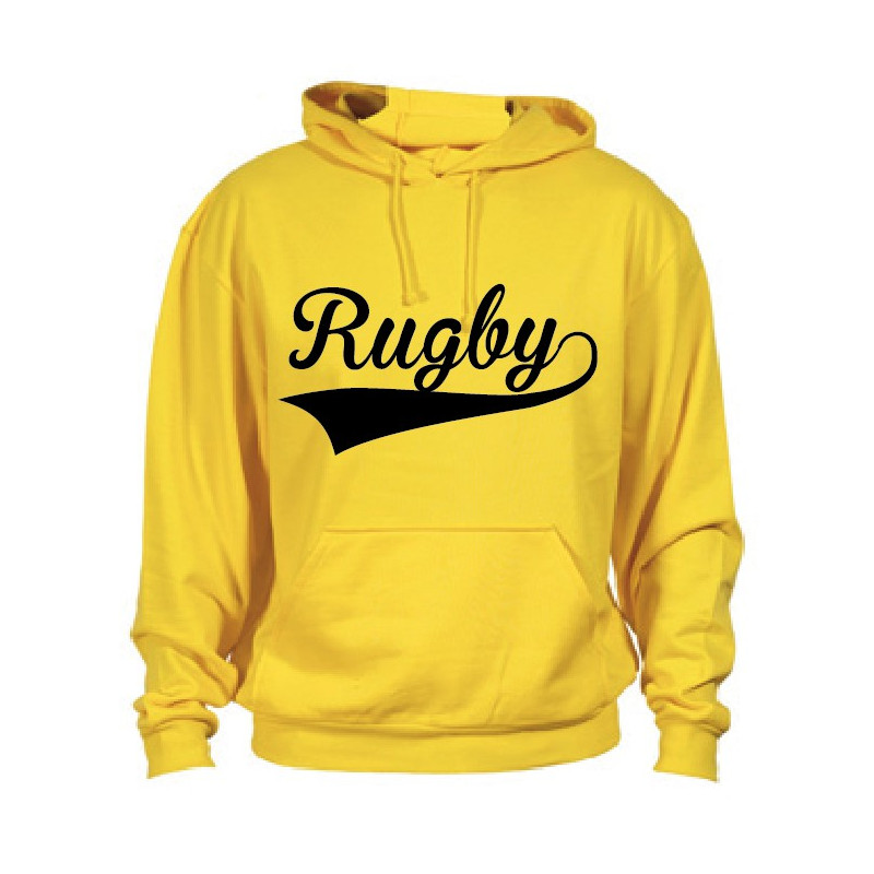 Sweat capuche Rugby Jaune