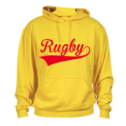 Sweat capuche Rugby Jaune