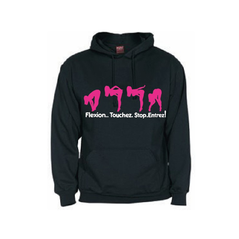 Sweat capuche Flexion… Touchez.. Stop. Entrez ! Noir