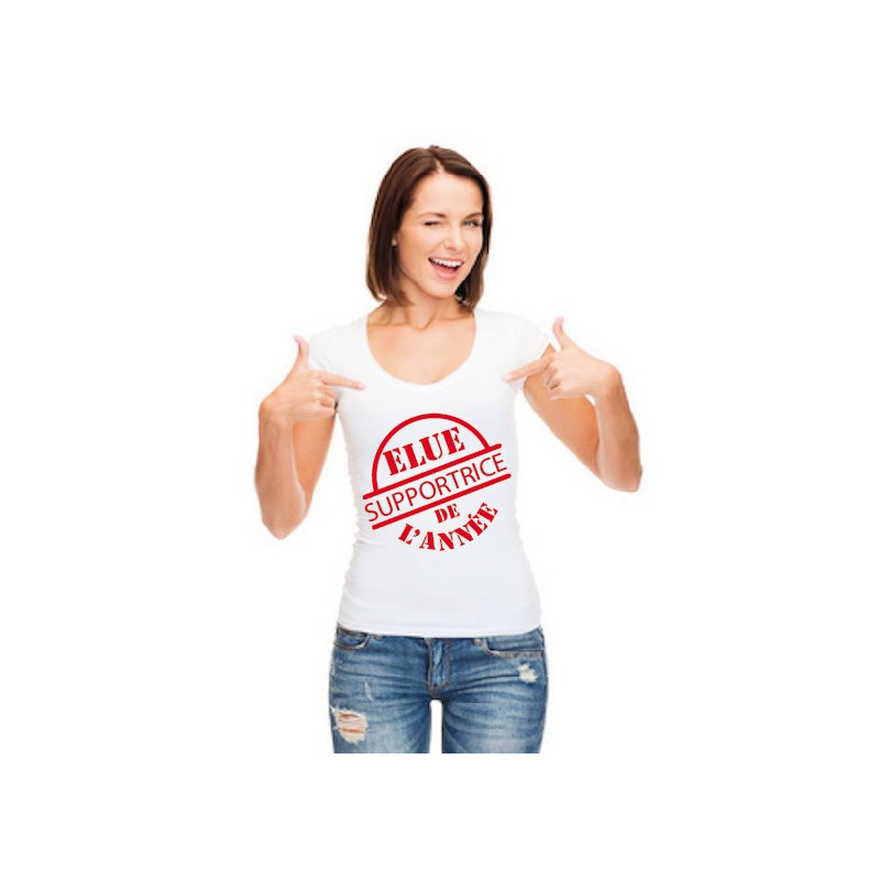Tee Shirt femme "Élue supportrice de l'année" Blanc
