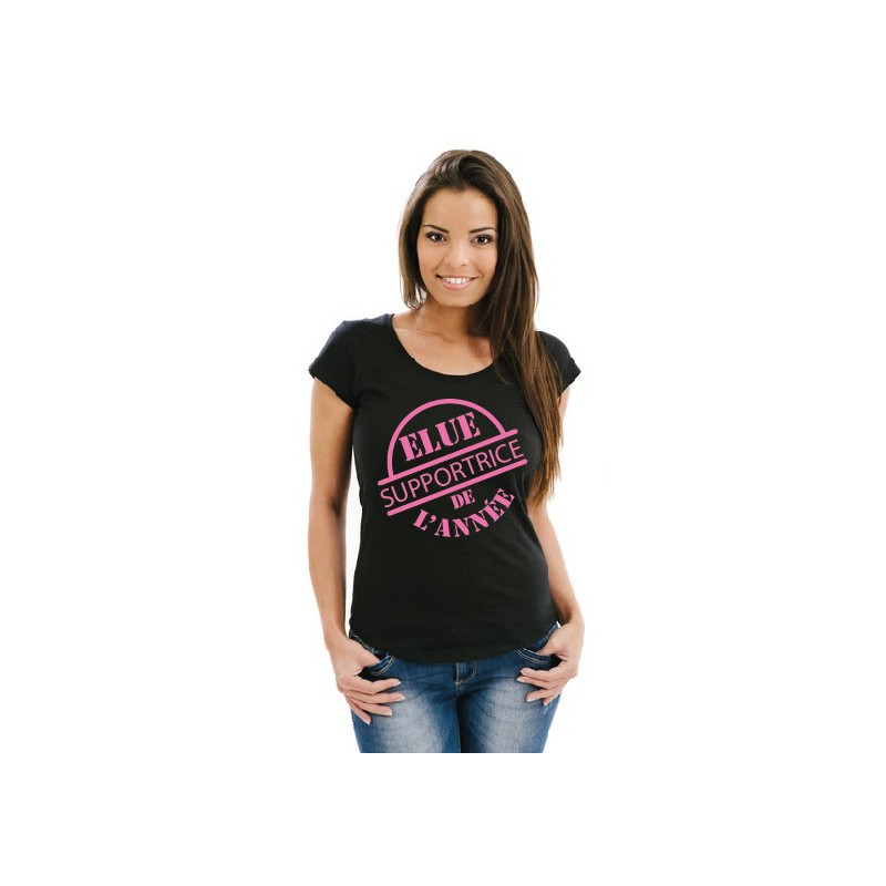 Tee Shirt femme "Élue supportrice de l'année" Noir