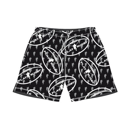 Short de Bain Play Rugby Junior ballon Noir 