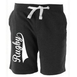 Bermuda Molleton Rugby souligné Noir