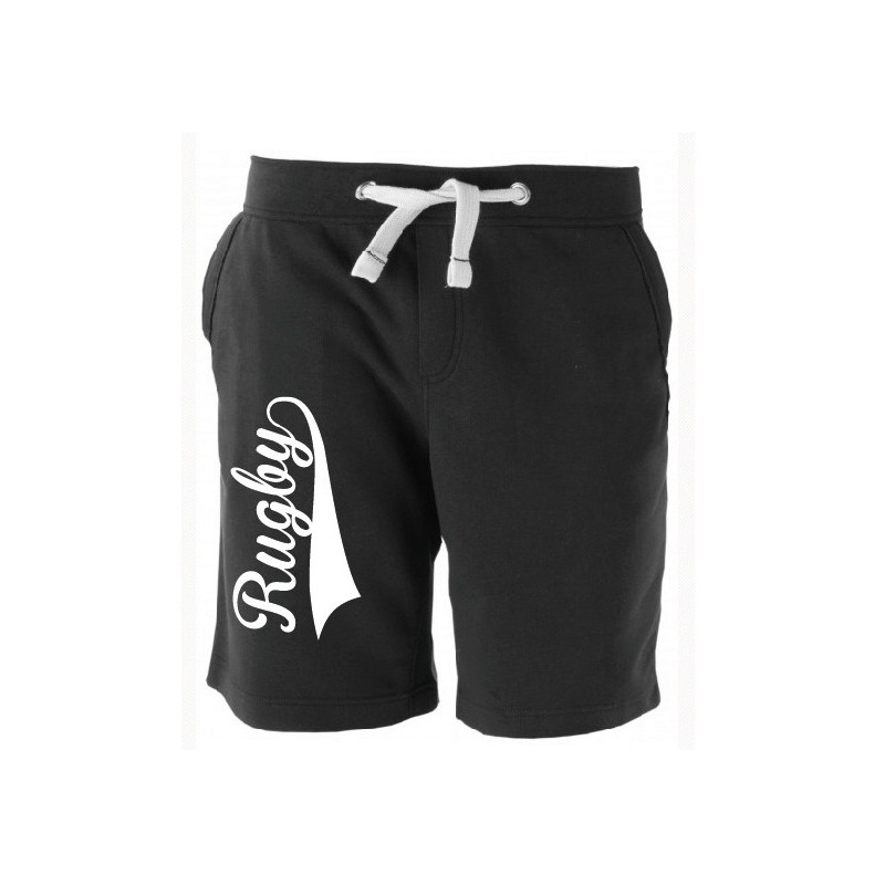 Bermuda Molleton Rugby souligné Noir