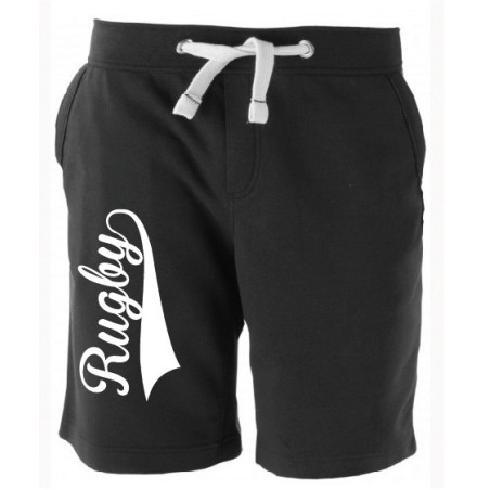 Bermuda Molleton Rugby souligné Noir