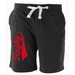 Bermuda Molleton Rugby souligné Noir