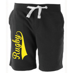 Bermuda Molleton Rugby souligné Noir