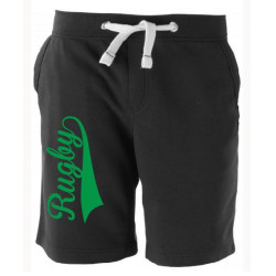 Bermuda Molleton Rugby souligné Noir