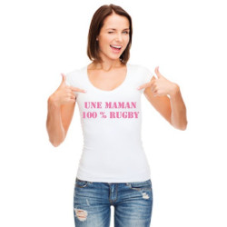Tee shirt Maman 100 % Rugby Blanc