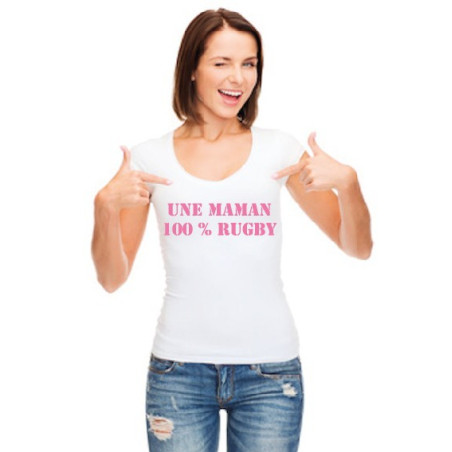 Tee shirt Maman 100 % Rugby Blanc