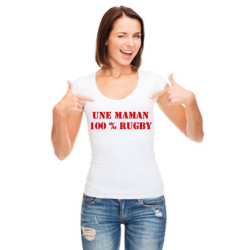 Tee shirt Maman 100 % Rugby Blanc
