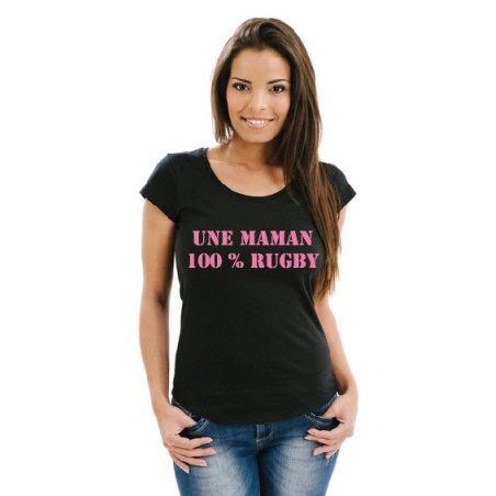 Tee shirt Maman 100 % Rugby Noir