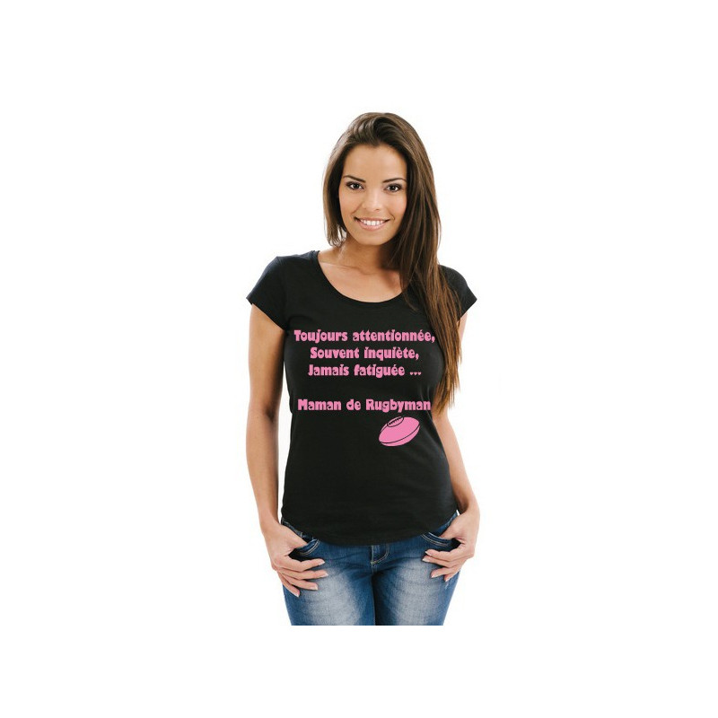 Tee shirt Maman de Rugbyman Noir