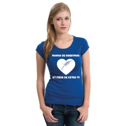 Tee shirt Maman et fière Bleu