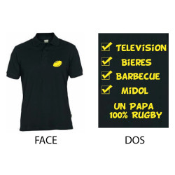 Polo Un Papa 100 % Rugby Noir