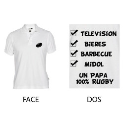 Polo Un Papa 100 % Rugby Blanc