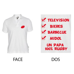 Polo Un Papa 100 % Rugby Blanc