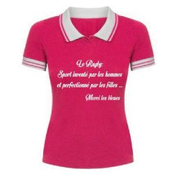Polo Rugby filles "merci les bleues" Rose