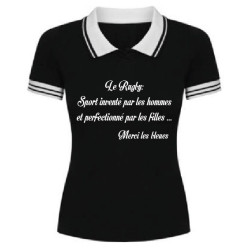 Polo Rugby filles "merci les bleues" Noir